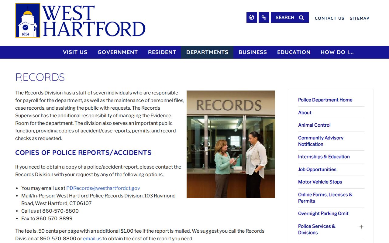 West Hartford released inmate mugshot Police Records request source