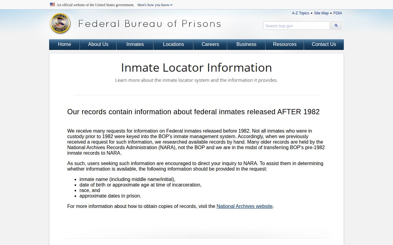 West Hartford projected federal release date BOP explanation